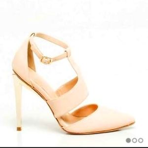Faux leather t-strap pump